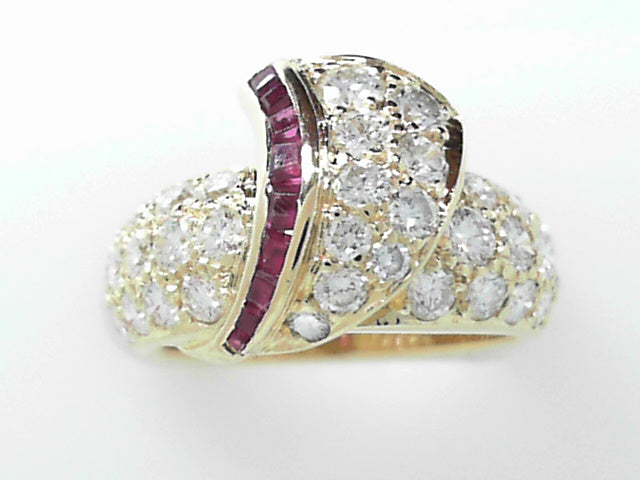 18K Gold Ruby Diamond Accent Cocktail Ring