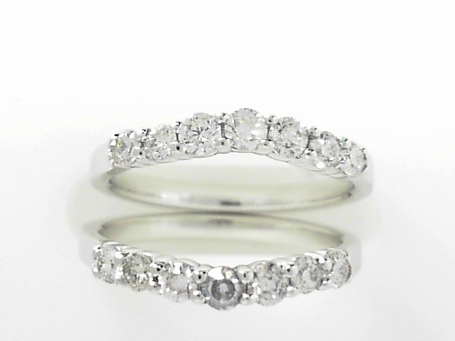14K White Gold 0.70ctw Diamond Shadow Wedding Band Sz 5.5