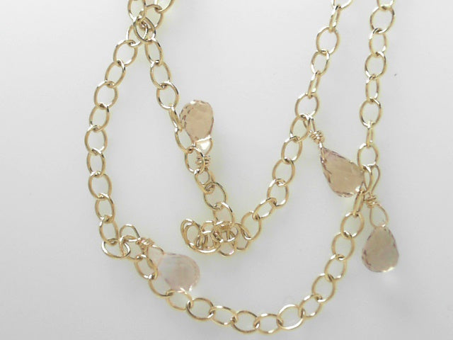 18K Gold Citrine & Amethyst Gemstone Pendant Necklace