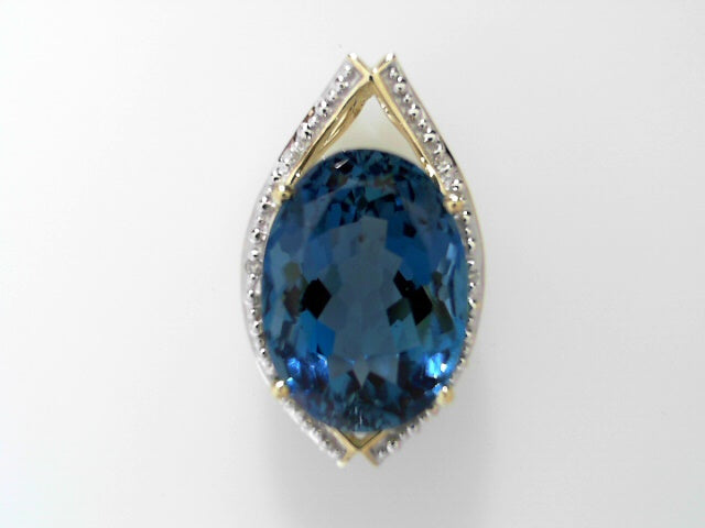 10kt White Gold London Blue Topaz Diamond Pendant