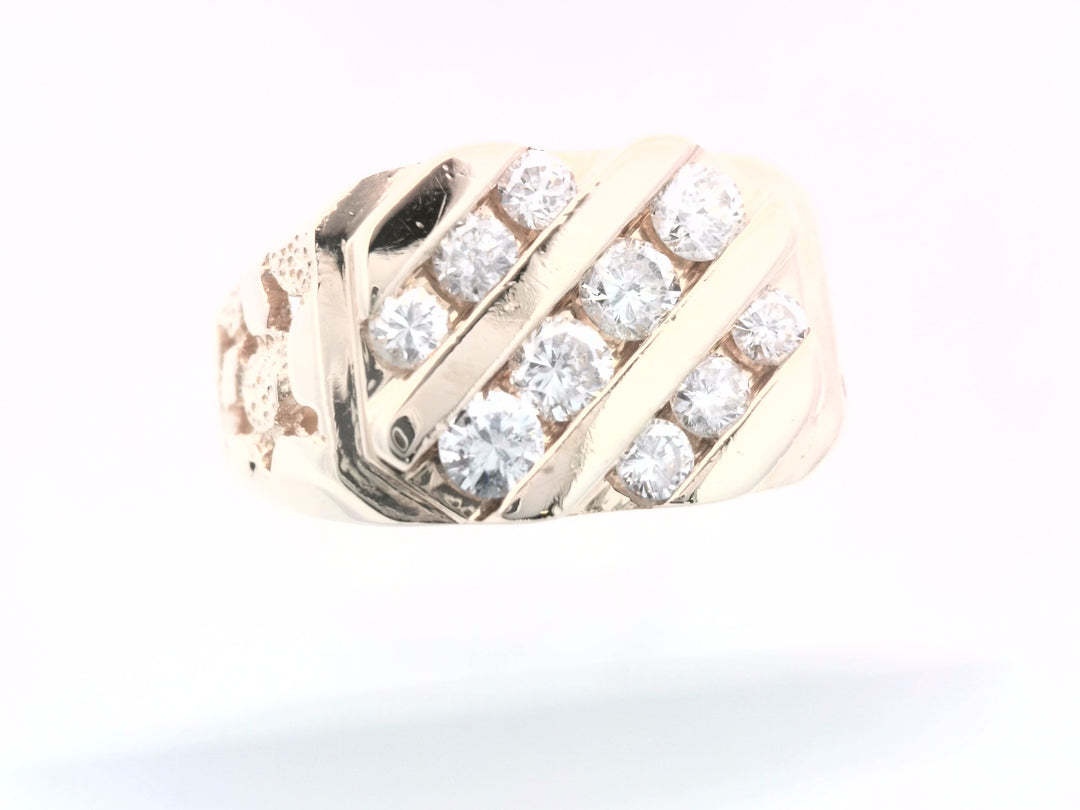14K Yellow Gold 2ctw Nugget Diamond Men's Ring Sz 9.5