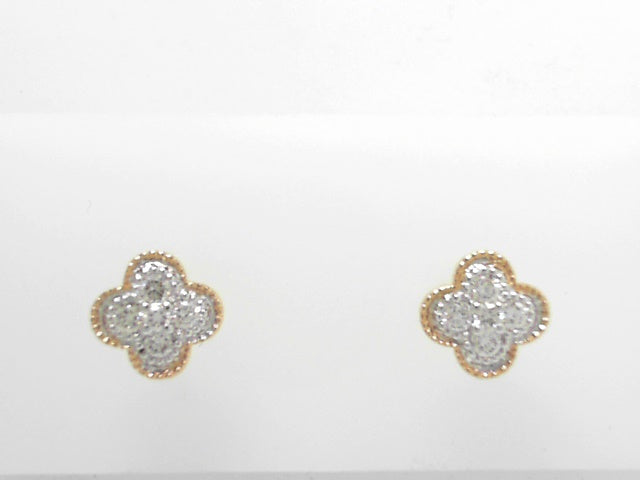 14kt Gold .28ct Diamond Alhambra Stud Earrings