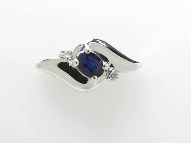 Sterling Silver Sapphire & Diamond Pendant Necklace