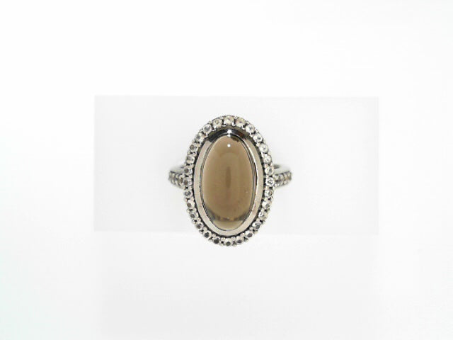 Smokey Quartz & White Topaz Silver Statement Ring