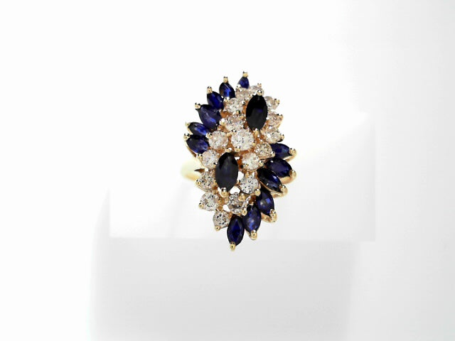 14K Gold Blue Sapphire & Diamond Luxury Bracelet