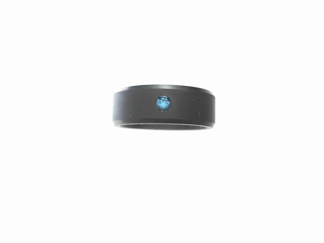 Elysium 8mm Black Diamond Blue Accent Wedding Band