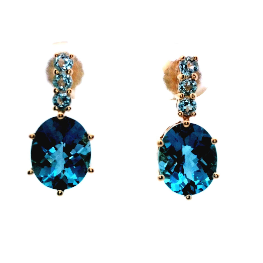 14kt Yellow Gold London Blue Topaz Elegant Drop Earrings