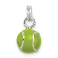 Green Enamel Sterling Silver Tennis Ball Charm Pendant