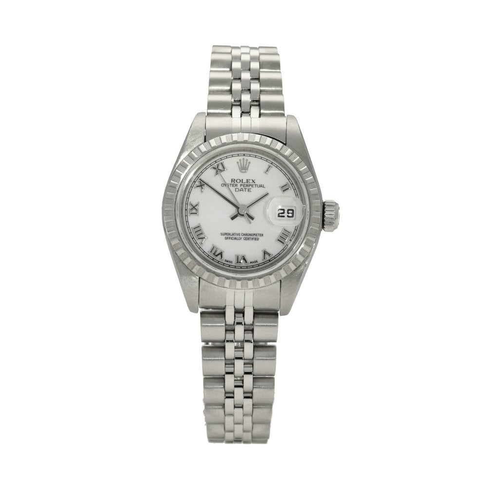 2001 Rolex Steel 26mm Women's Date Watch - White Roman Dial