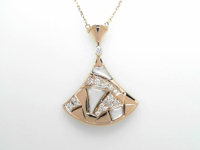 18K Rose Gold Diamond Pearl Emerald Cut Necklace