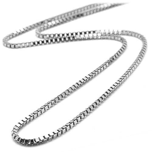 20 Rhodium Sterling Silver Box Chain Necklace Elegant Design