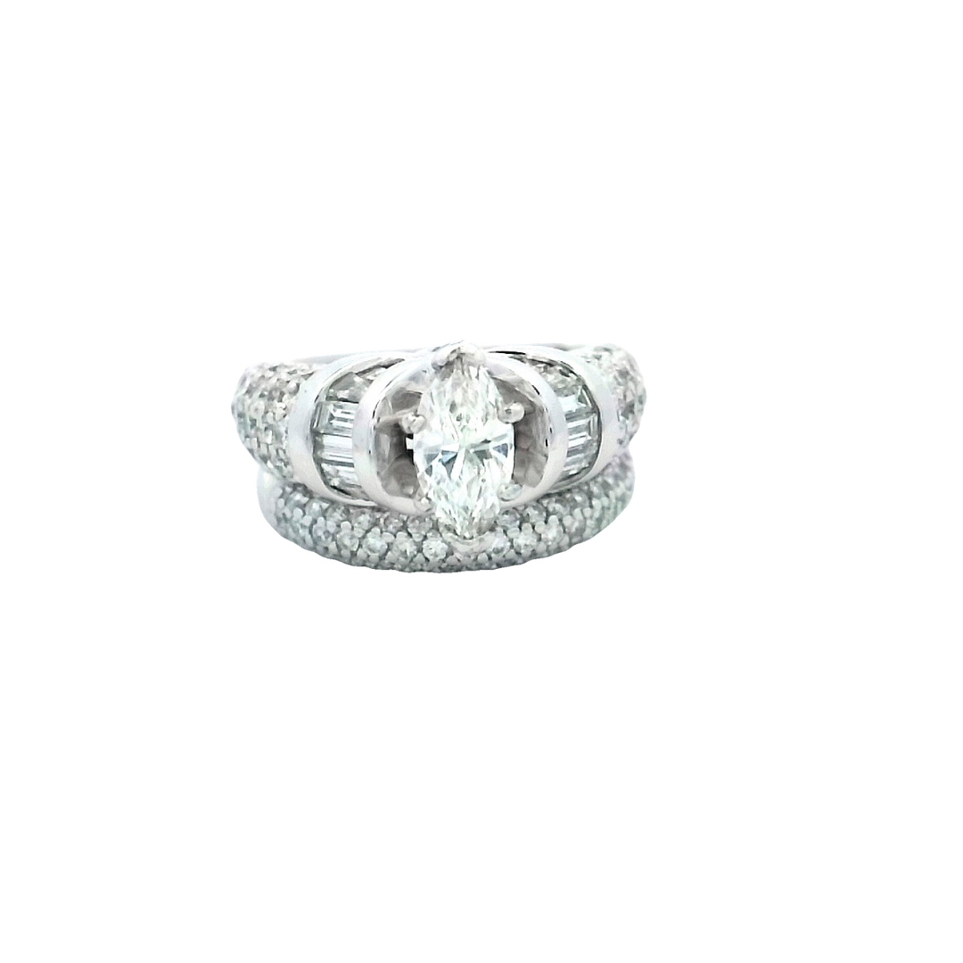 14K White Gold 0.70ct Diamond Bridal Ring Set