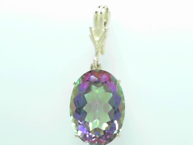 14kt Gold Mystic Topaz Pendant: Ethereal Gem Elegance