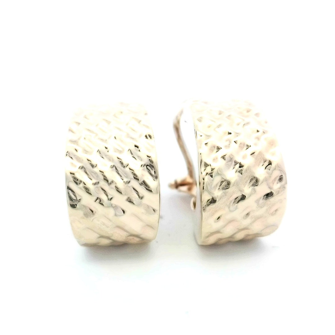 14kt Italian Gold Textured Hoop Earrings - Timeless Charm