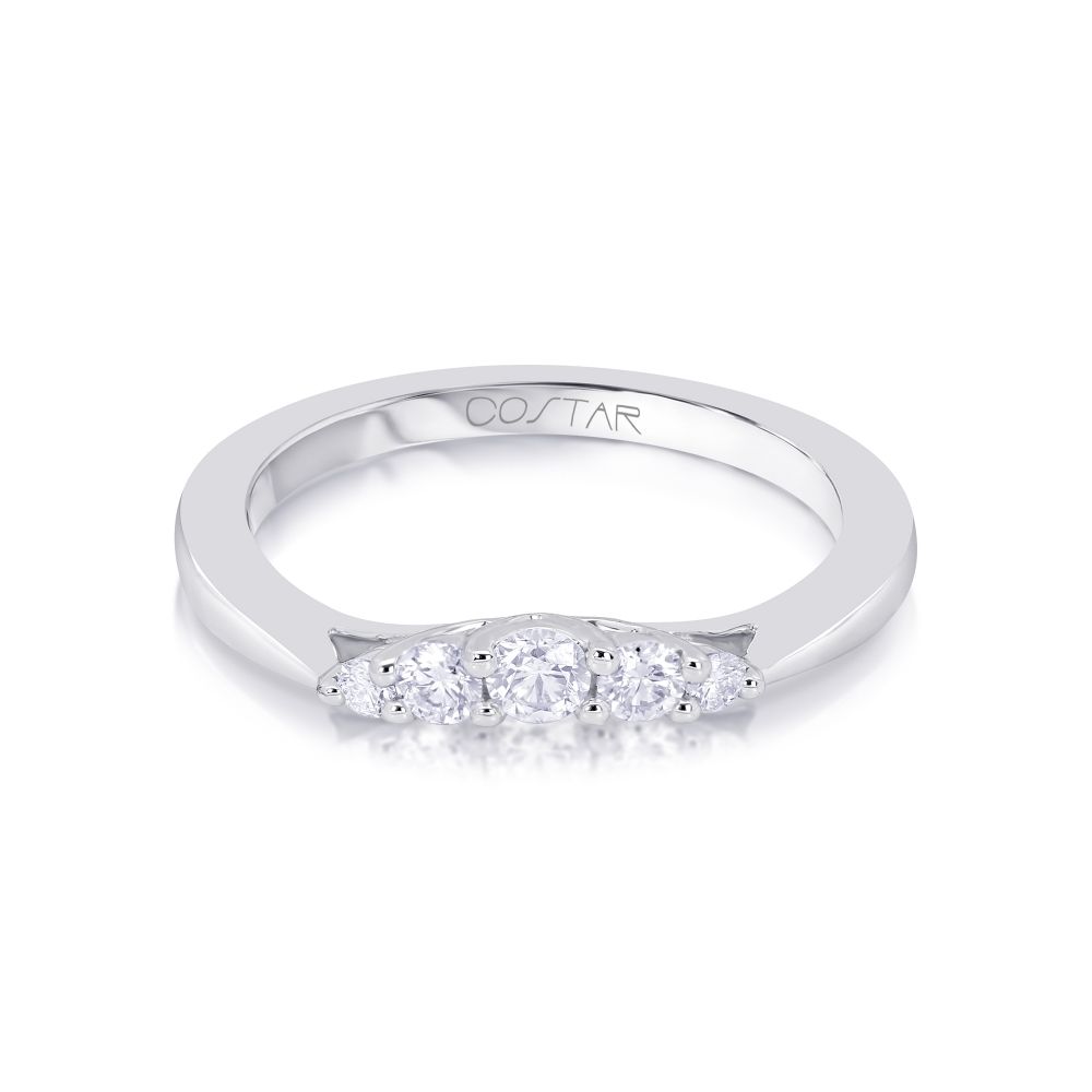 14K Gold .25ctw Diamond Chevron Wedding Band Ring