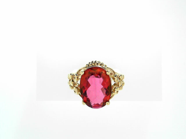 10kt Yellow Gold 6.57ct Cherry Topaz Women's Cocktail Ring