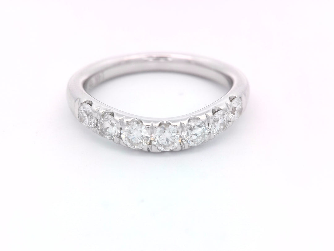 14K White Gold .71ctw Diamond Curved Wedding Band