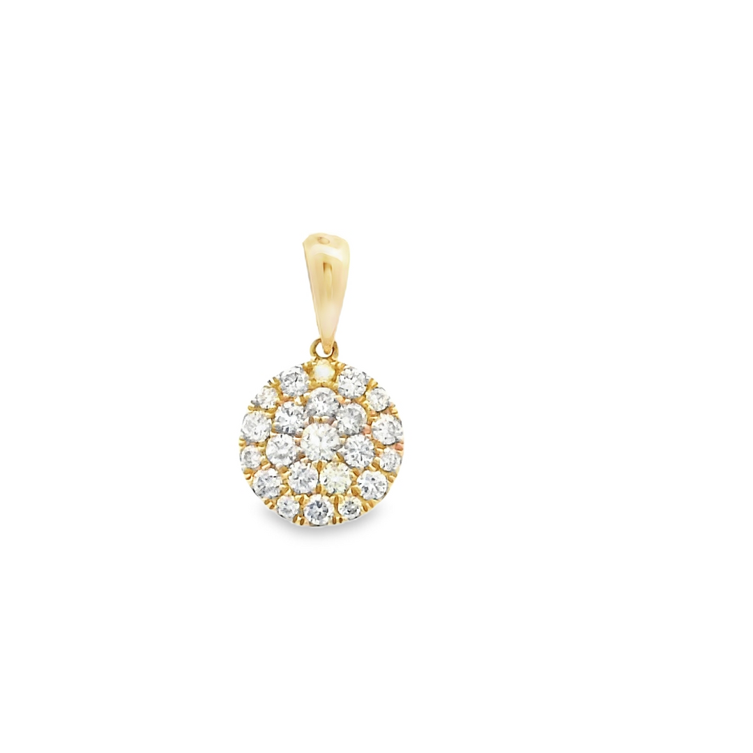 14kt Yellow Gold .70ctw Diamond Cluster Pendant Necklace