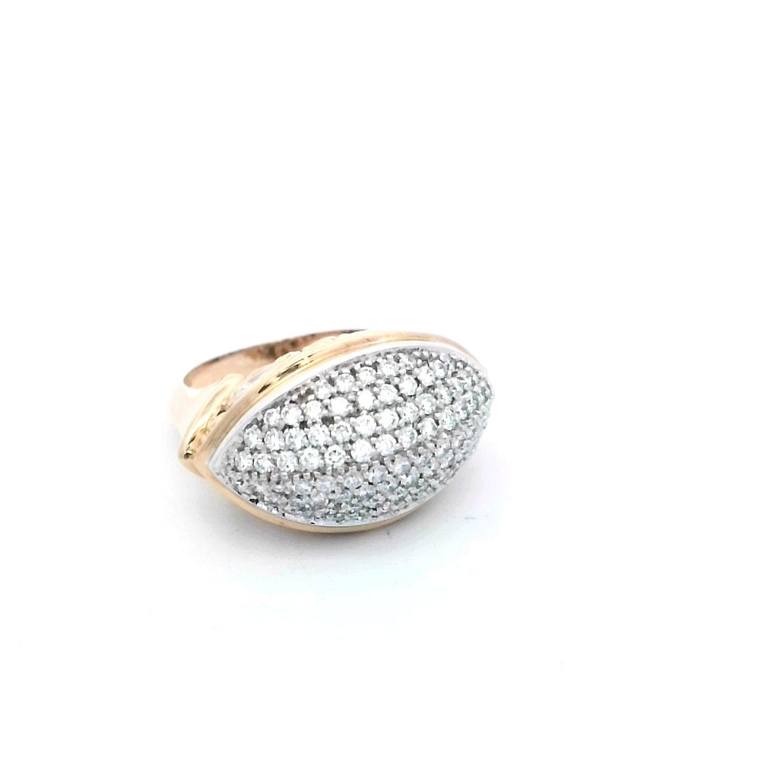 18K Yellow Gold 1ct Fancy Diamond Cluster Ring