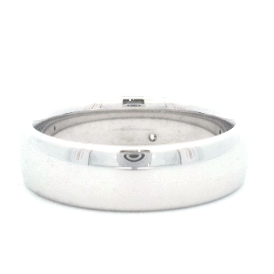 18K White Gold Half Round Comfort Men's Wedding Band