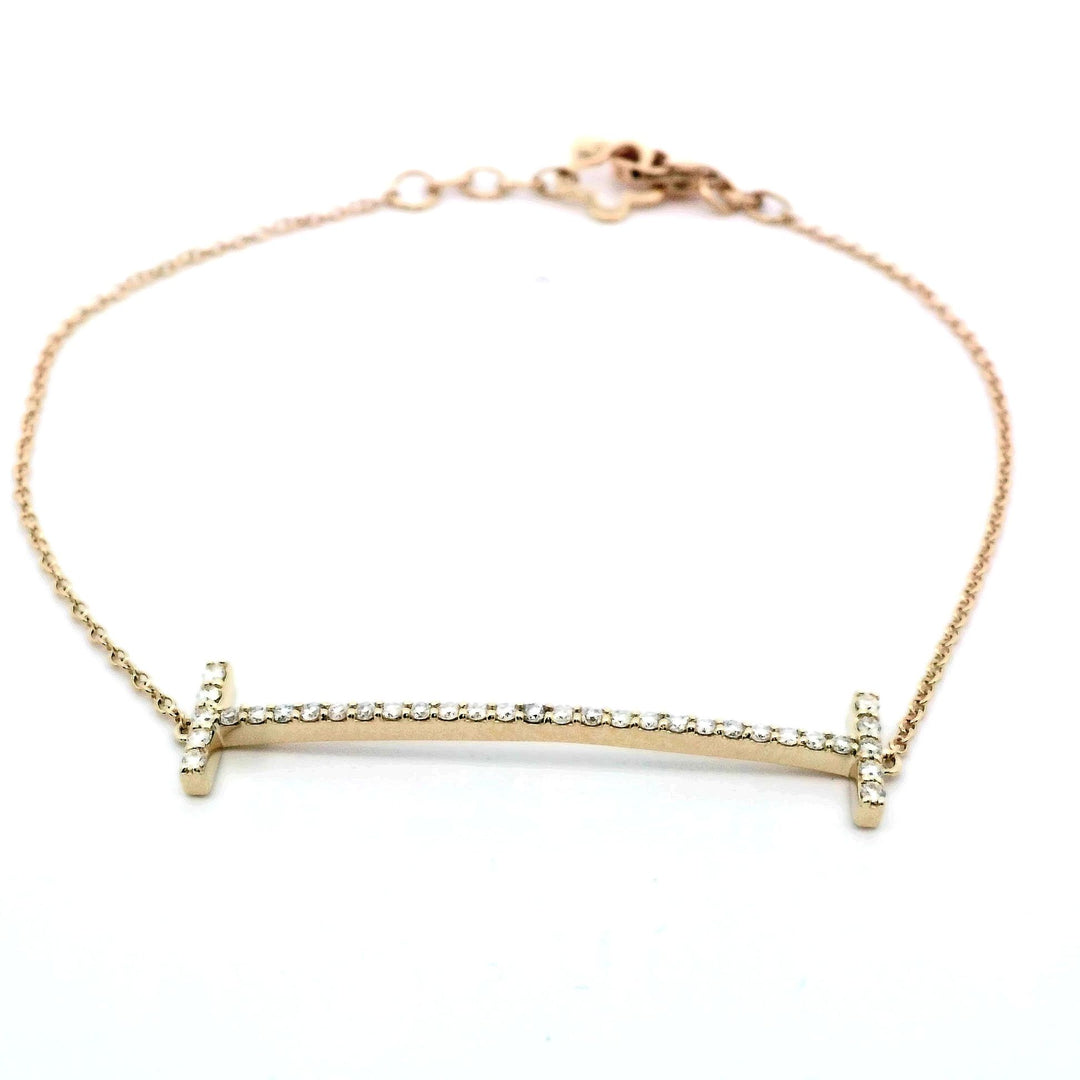 14K Yellow Gold .30ctw Diamond T-Bar Delicate Bracelet