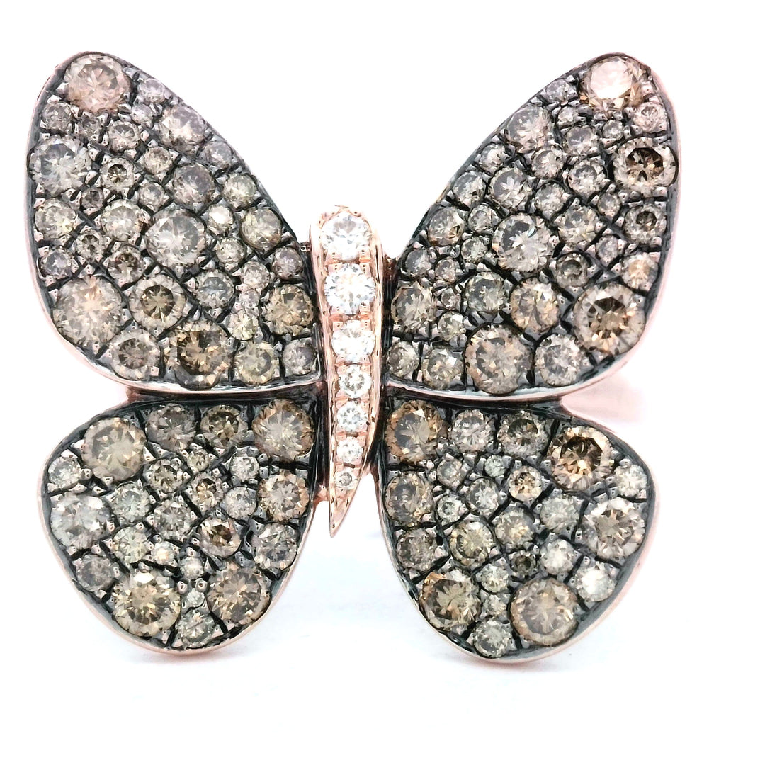 14kt Rose Gold 2ct Diamond Butterfly Ring