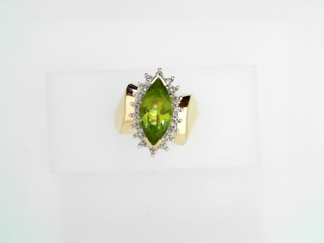 14K Gold Peridot Diamond Accent Ring for Women