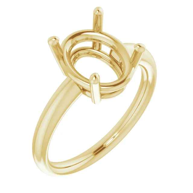 14K Yellow Gold Oval Garnet Ring Mounting Size 7