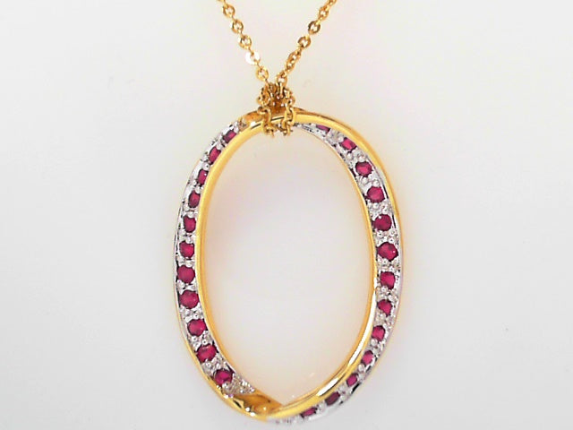 Classic Red Stone Sterling Silver Pendant Necklace
