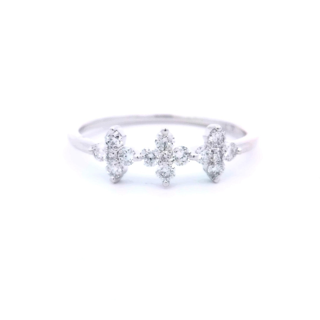 14kt White Gold .29ct Three-Stone Clover Diamond Ring