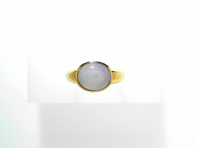 14K Gold Lavender Jade Solitaire Ring for Women