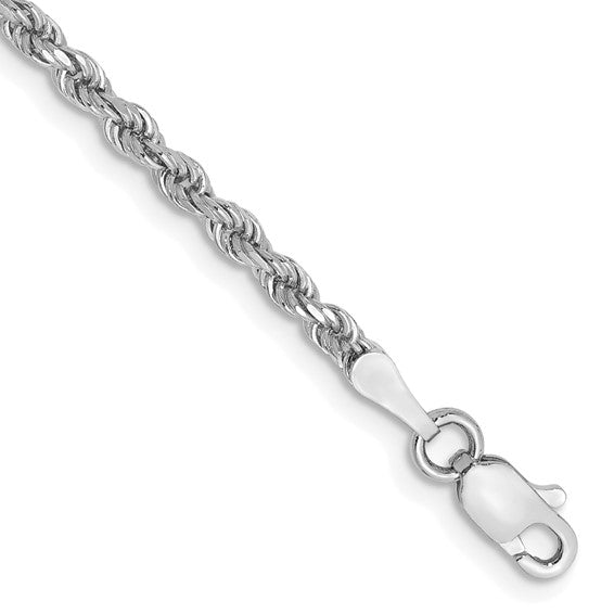14K White Gold 2.25mm Delicate Rope Chain Bracelet