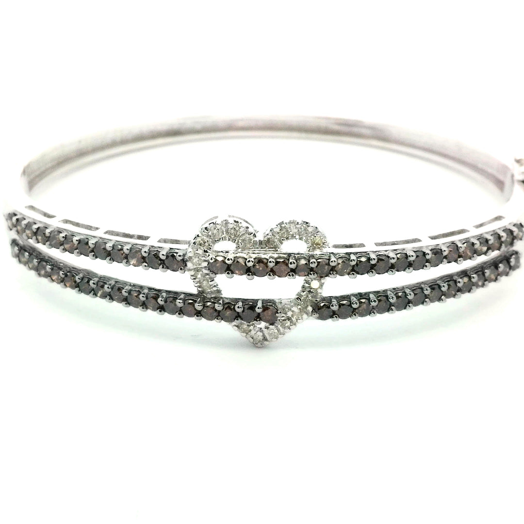 14K White Gold 3ctw Chocolate Diamond Elegant Bangle