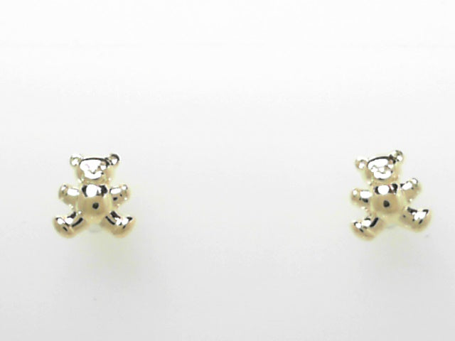 14kt Gold Adorable Teddy Bear Stud Earrings for Kids