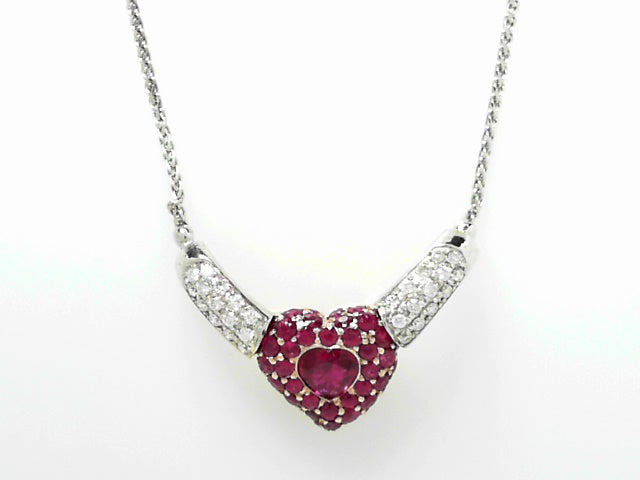 14kt Gold Ruby Diamond Accent Pendant Necklace