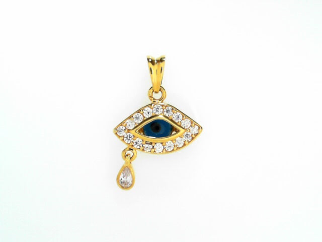 21kt Gold Evil Eye CZ Charm Pendant Mystical Protection