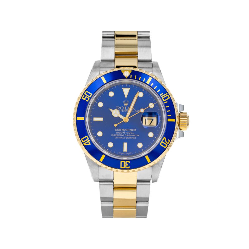 10K Two-Tone Rolex Submariner 40mm Blue Divers Watch