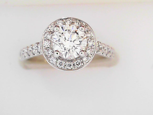 14K White Gold .70ct Diamond Halo Bridal Ring