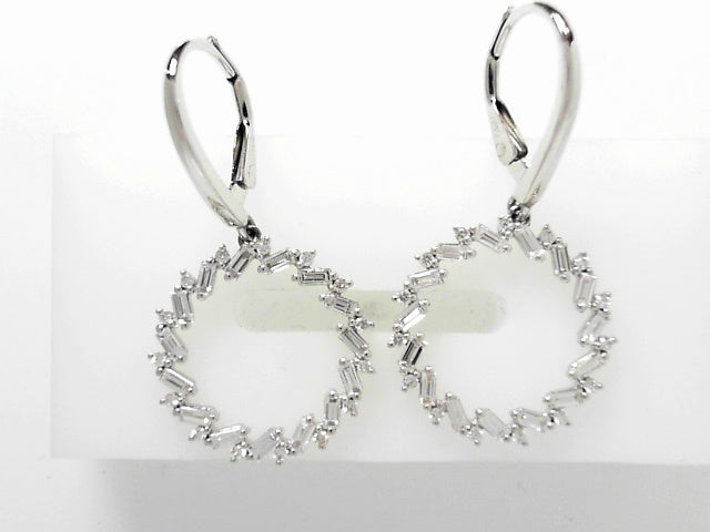 14K Gold 1ct VS Diamond Circle Drop Dangle Earrings
