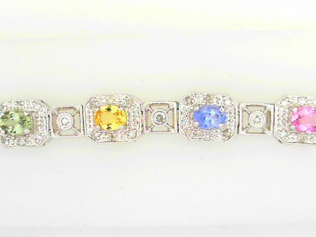 14K Gold Color Sapphire Diamond Accent Bracelet