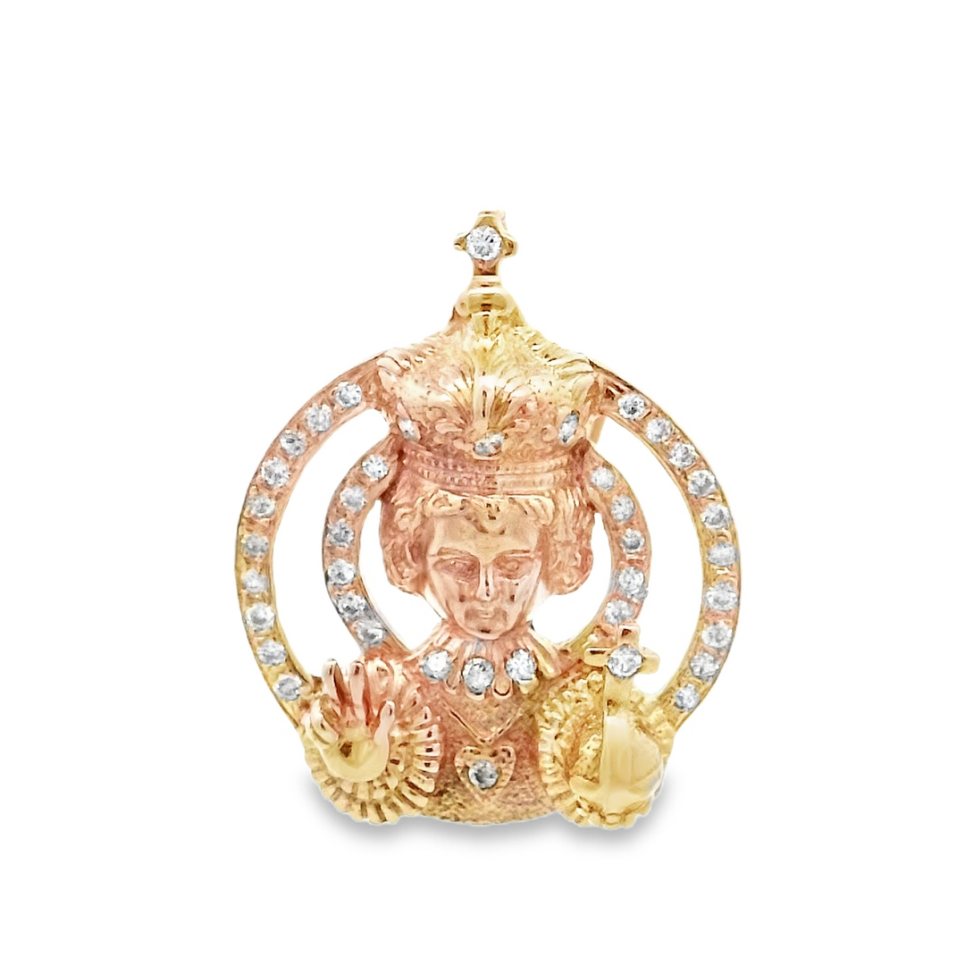 14kt Gold Catholic Diamond Cross Pendant Necklace