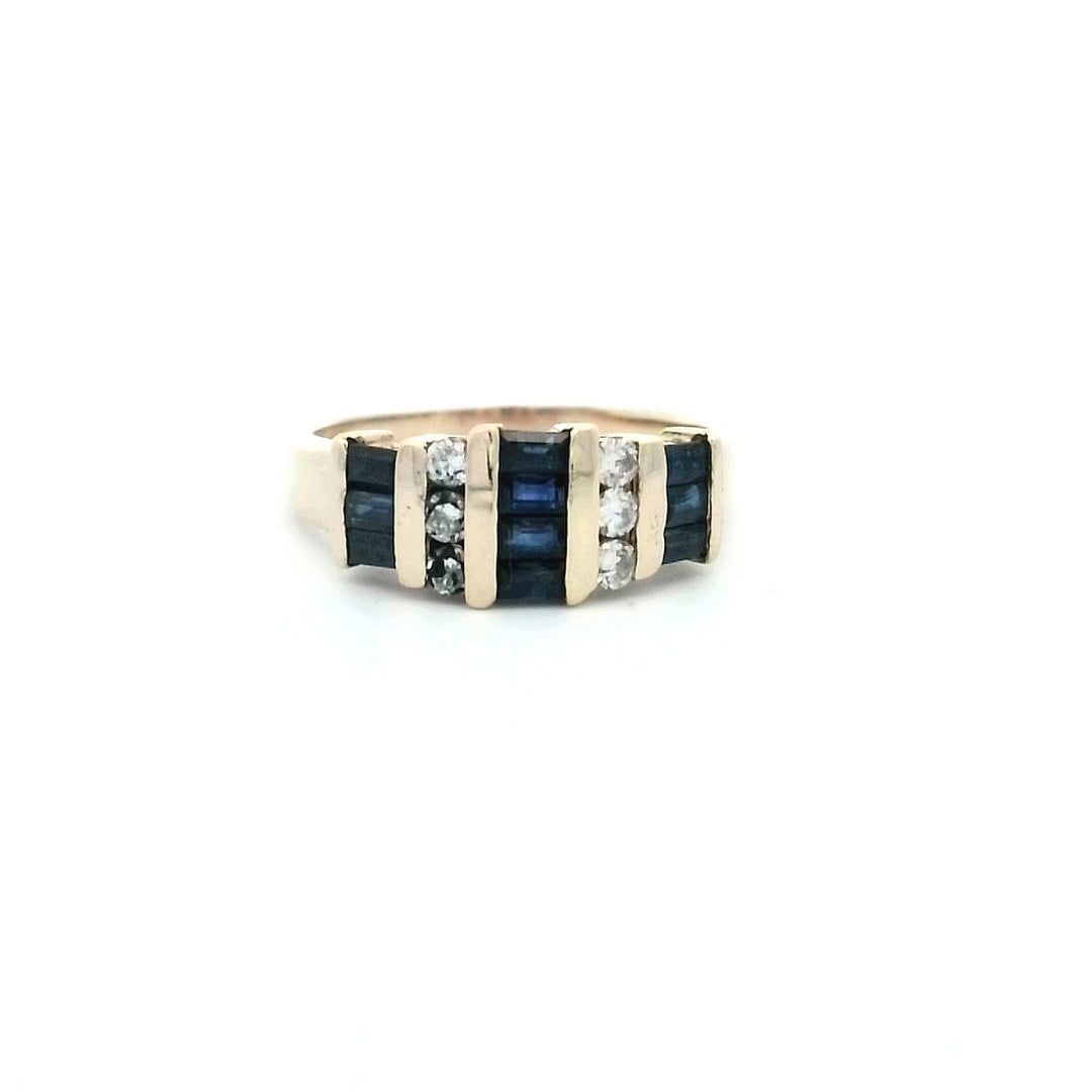14kt Yellow Gold Vintage Sapphire Diamond Channel Band