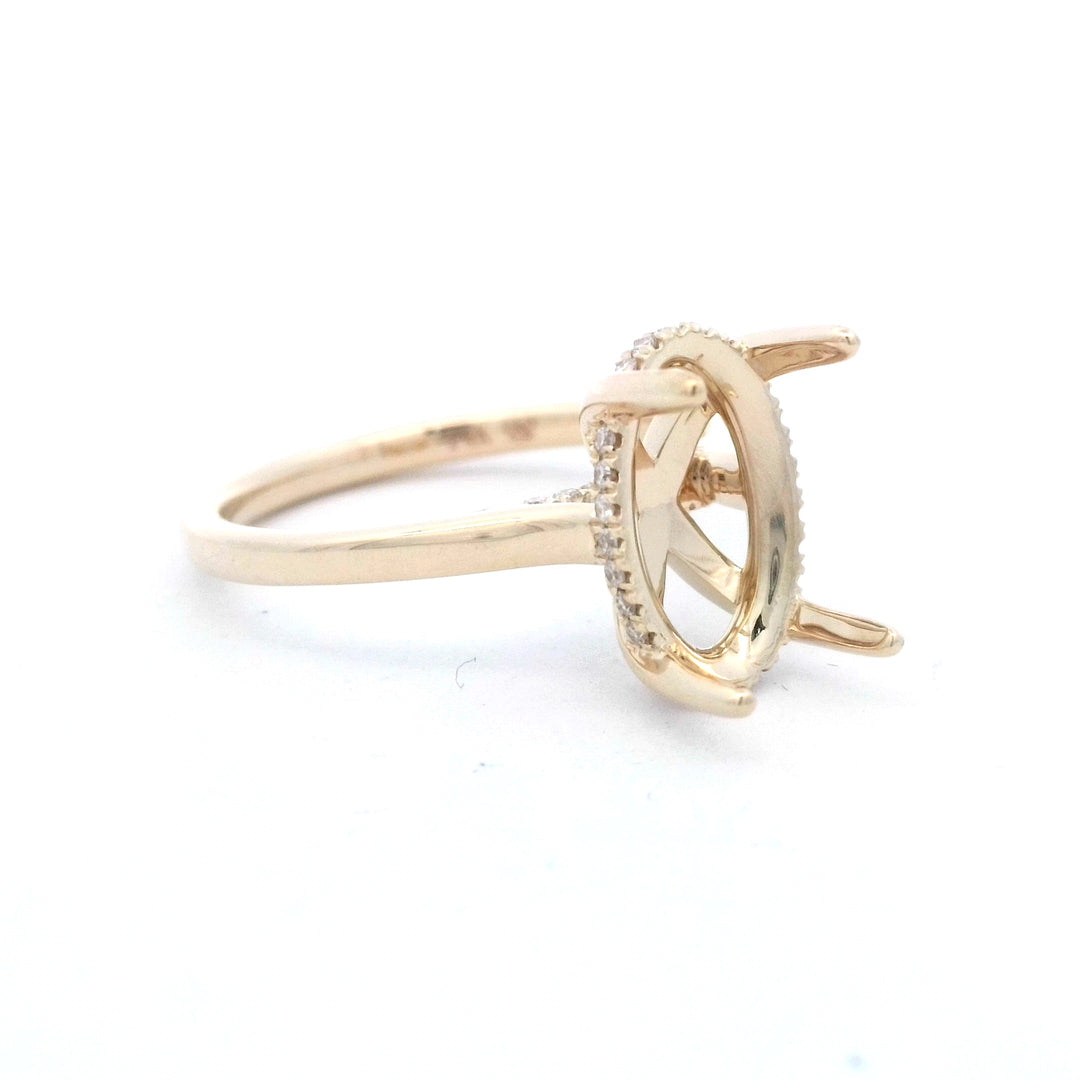 14K Yellow Gold Oval Diamond Hidden Halo Ring, Size 6.5