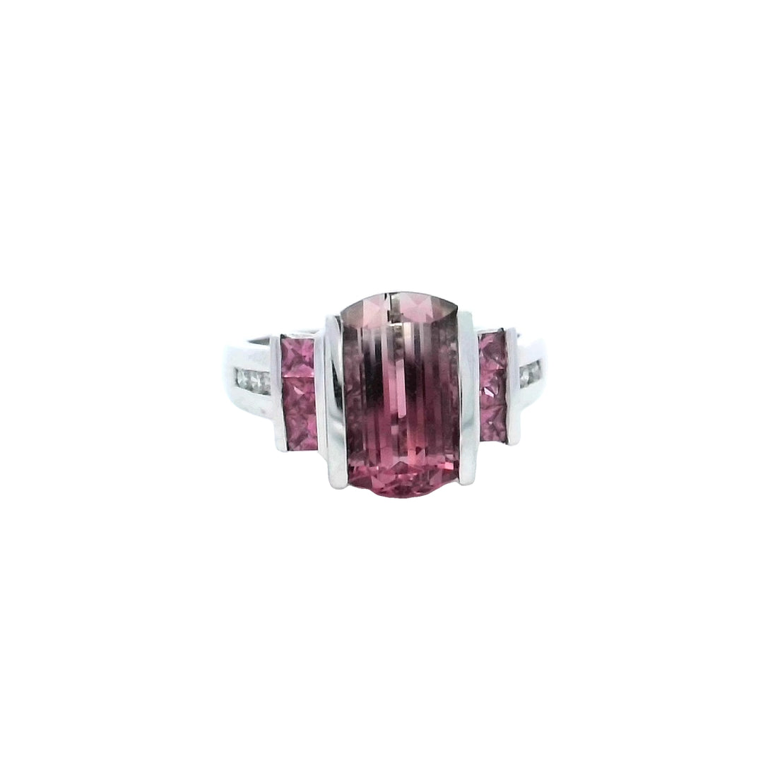 Delicate Pink Tourmaline Colored Stone Pendant Necklace