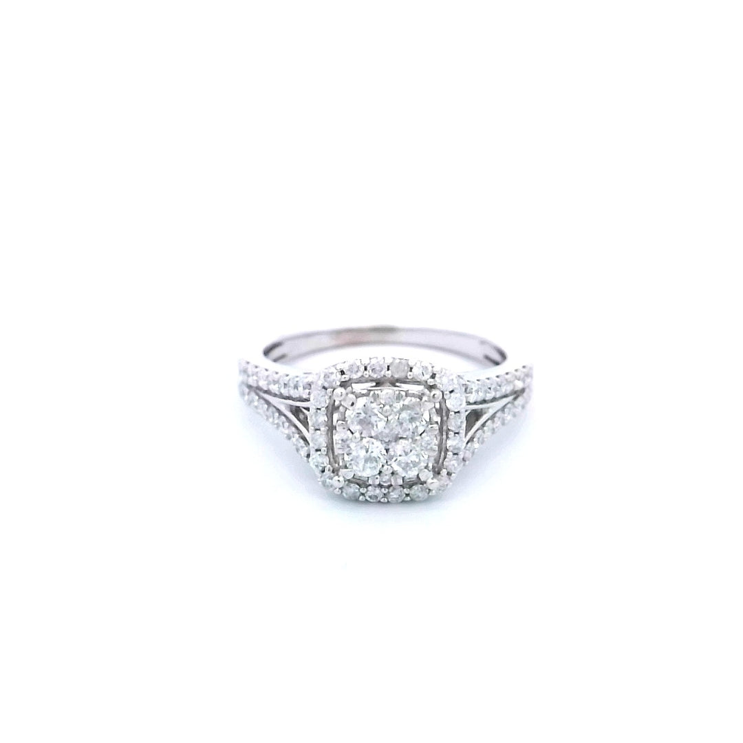 10kt White Gold .75ctw Diamond Cluster Halo Engagement Ring