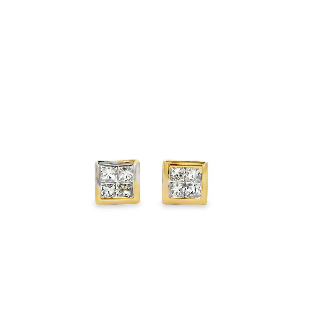 18kt .50ctw Diamond Invisible Set Classic Stud Earrings