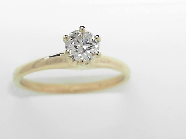 14kt Gold Euro Cut Diamond Solitaire Engagement Ring