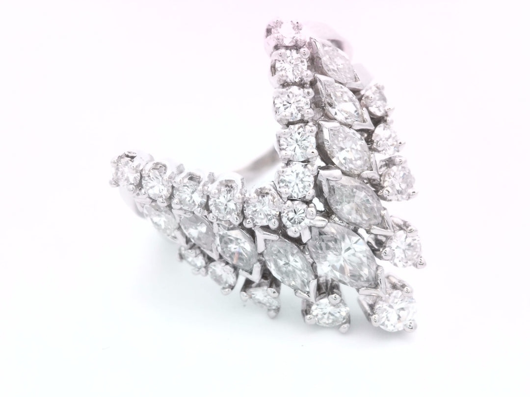 Vintage Platinum Marquise & Round Diamond Fancy Ring