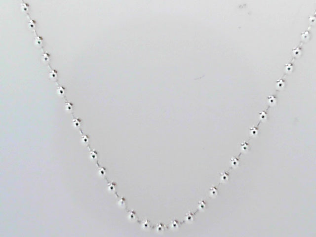 18 Sterling Silver Beaded Chain Necklace - Classic Design