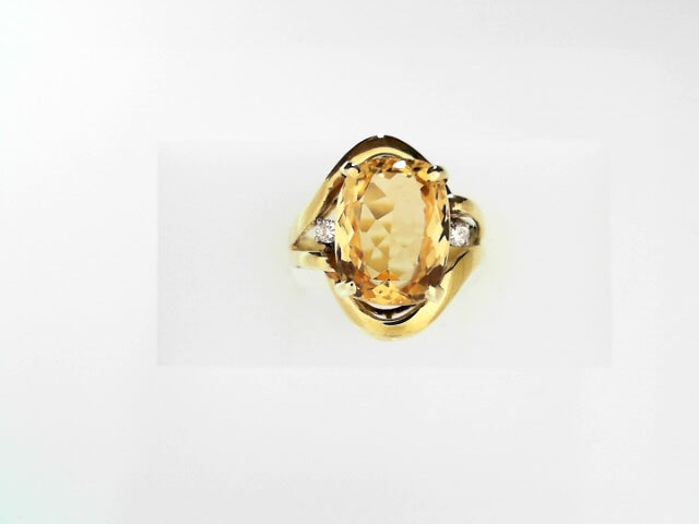 14K Yellow Gold Topaz & Diamond Cocktail Ring